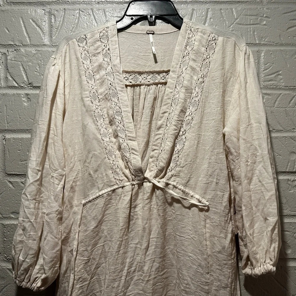 New Free Peope Rugged Beauty Boho Swing Dress in Ecru Size XS